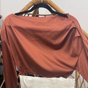 SHEIN Rust Long Sleeve Crop Top